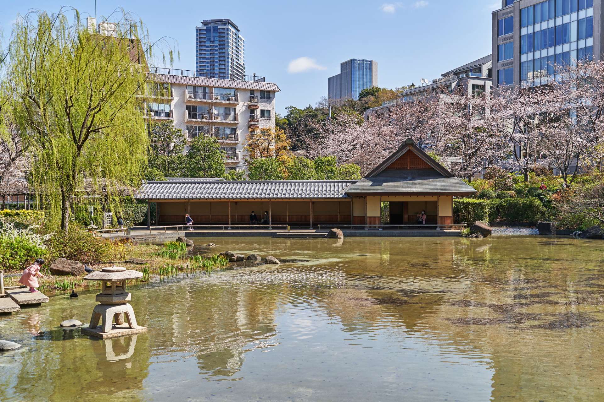 豊かな緑と水辺が広がり、都心にいながら自然を感じられる檜町公園